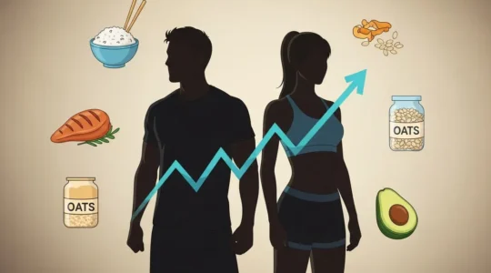 Illustration carb cycling musculation nutrition silhouette alimentaire