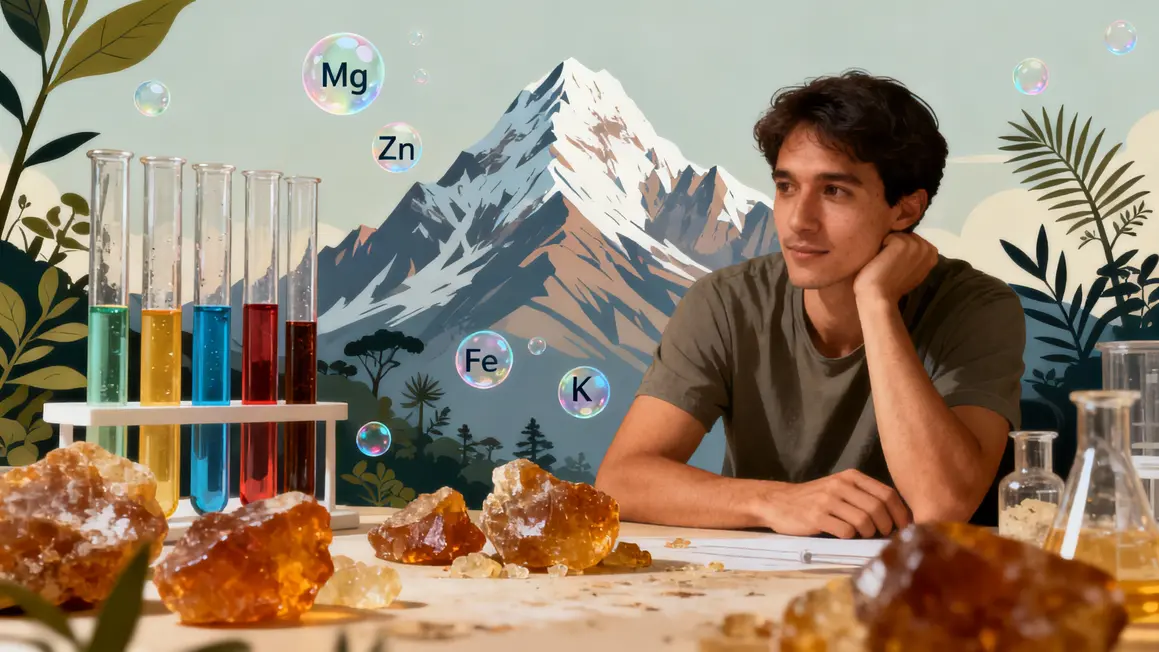 Montagne Himalaya, mineraux, resine shilajit illustration