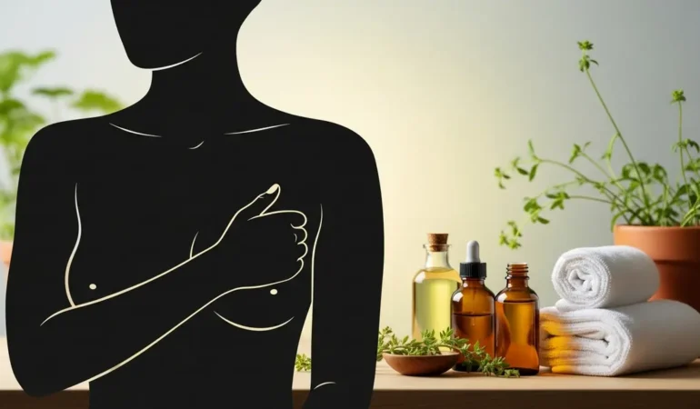 Massage poitrine naturel flacons huiles ambiance zen