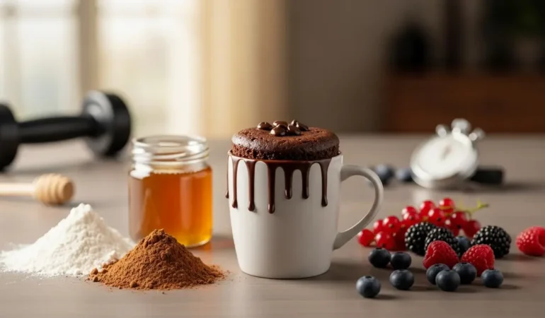 mug cake chocolat healthy avec ingrédients sportifs