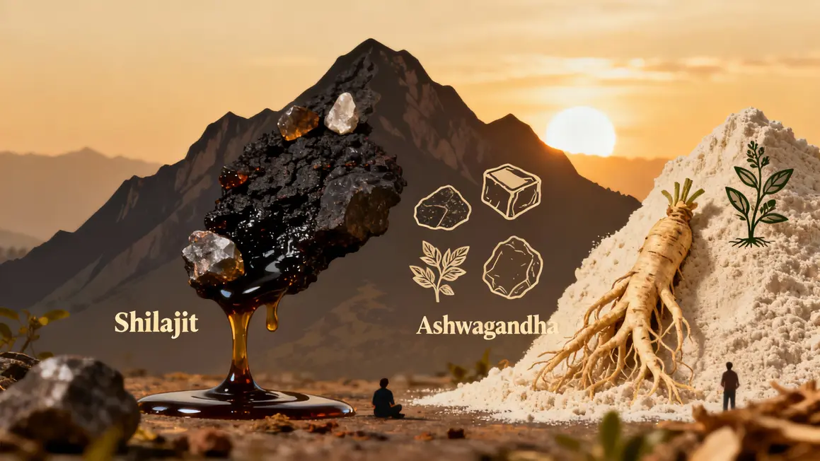 sources naturelles shilajit montagne ashwagandha racine