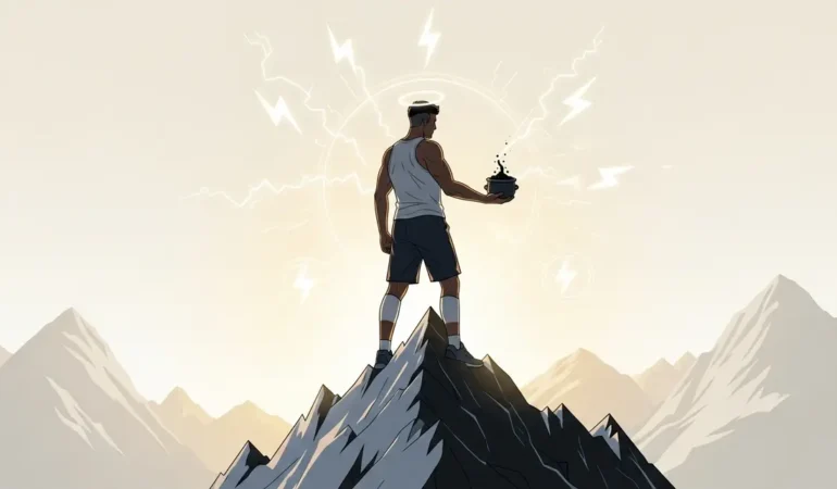 Homme musculation sommet montagne shilajit energie