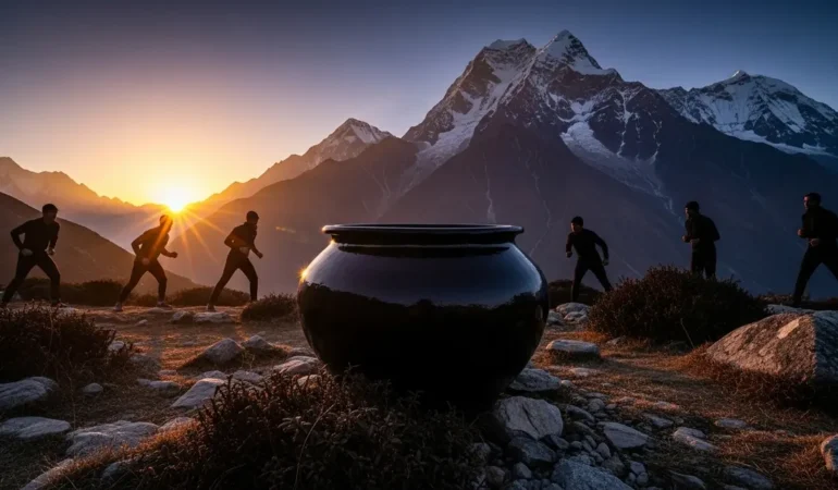 shilajit musculation montagne himalaya lever soleil