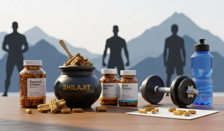 shilajit musculation pot table supplements sportifs montagnes
