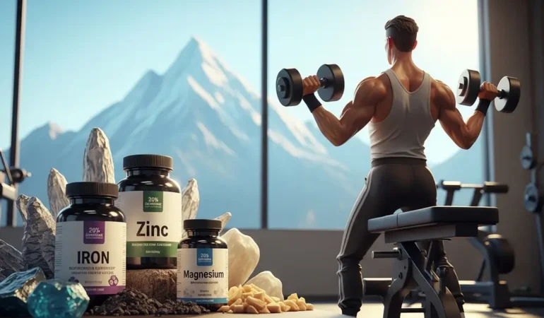 homme musclé salle de sport shilajit testostérone montagne minéraux