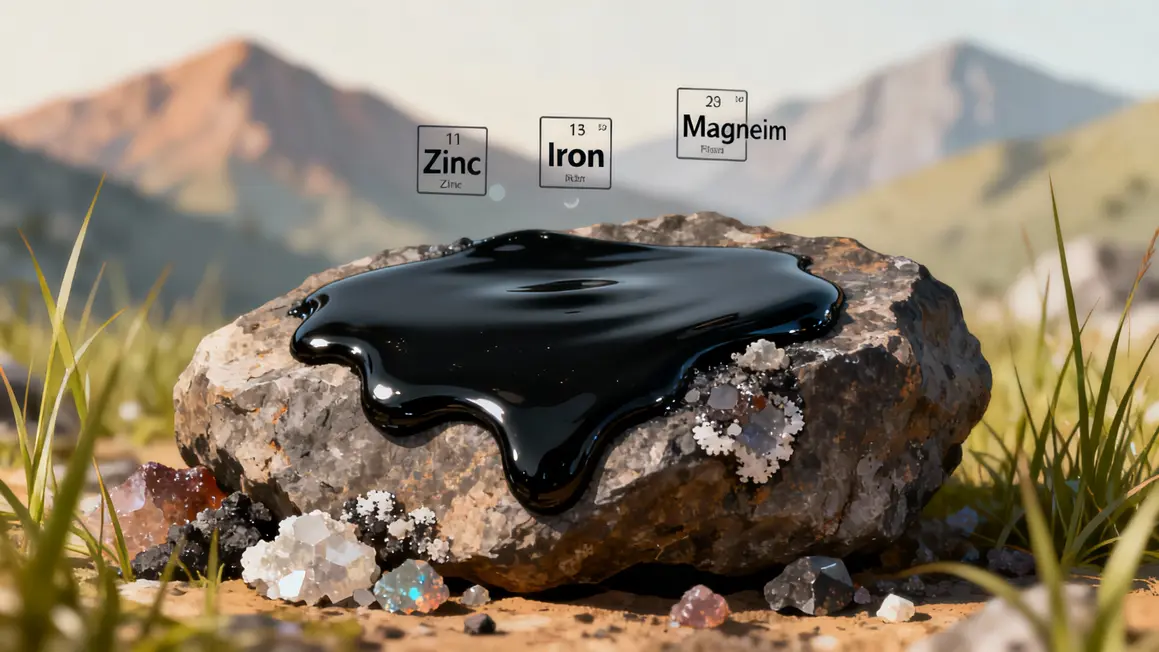 Resine noire shilajit composition mineraux