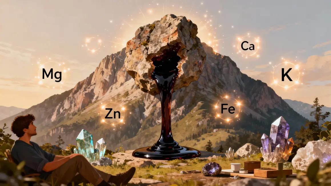 shilajit resine mineraux montagne illustration