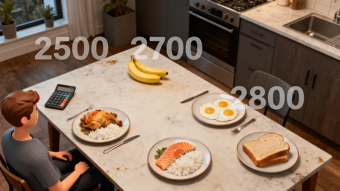 Assiette aliments prise de muscle calcul calorie