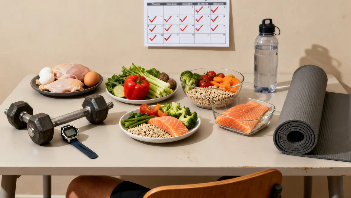 Table aliments sains et accessoires perte de ventre