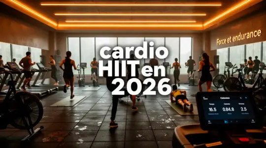 cardio HIIT en salle 2026 silhouettes effort