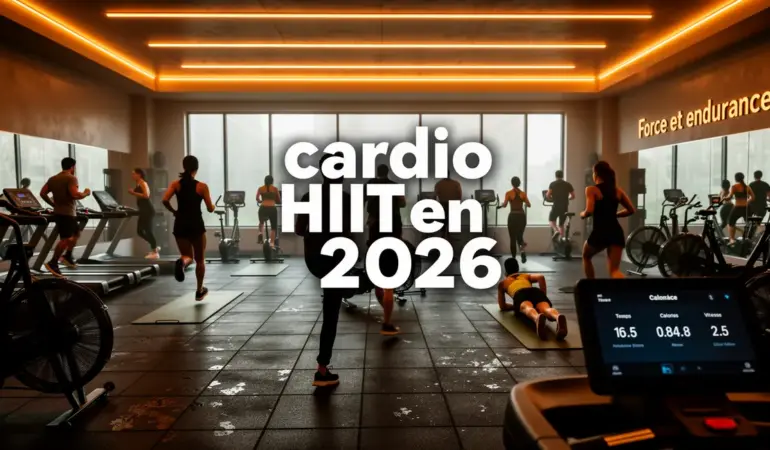 cardio HIIT en salle 2026 silhouettes effort