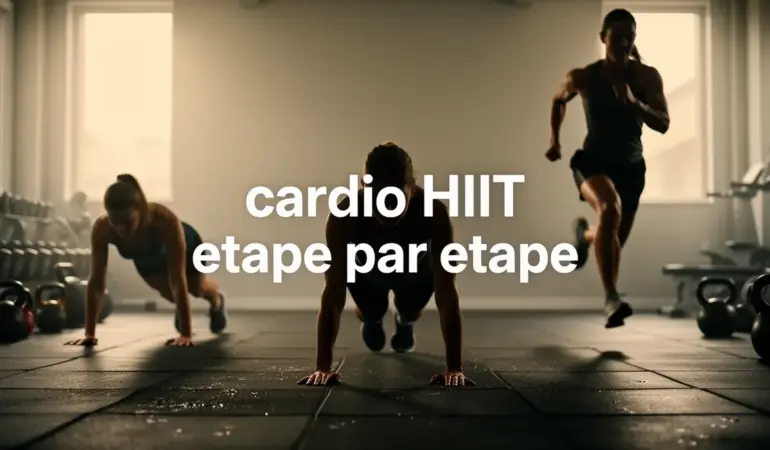 cardio HIIT salle de sport silhouettes burpees mountain climbers sprints