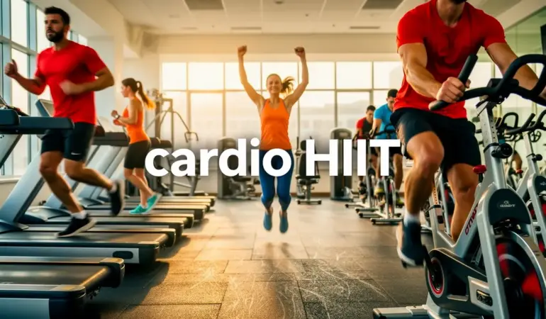 Salle de sport cardio HIIT silhouettes dynamique
