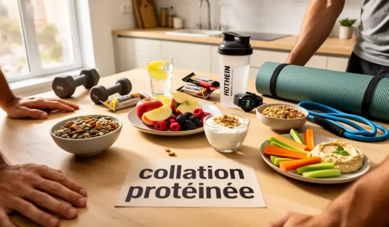 table moderne collation proteinee aliments sportifs