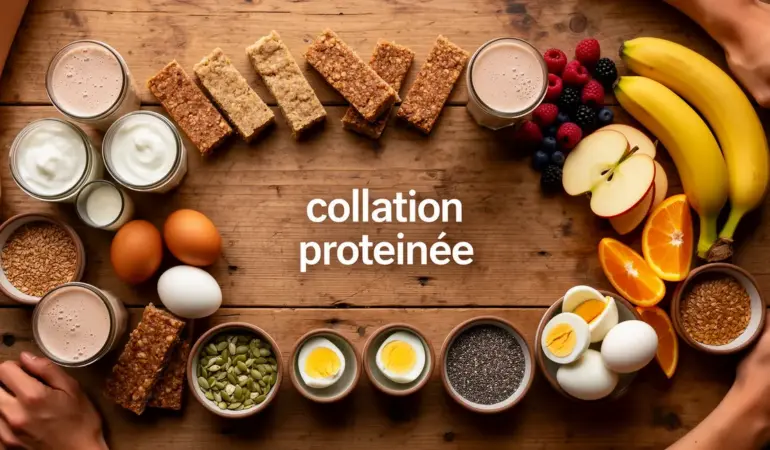table collation proteinee barres yaourt shake oeufs fruits graines