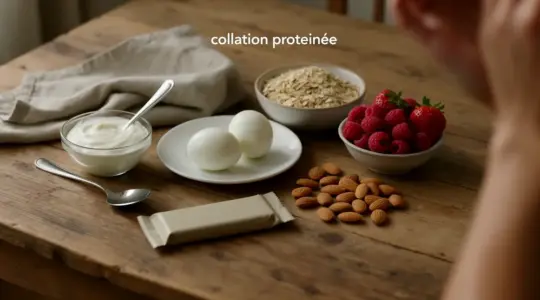encas proteine musculation scene sur table