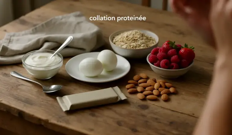 encas proteine musculation scene sur table