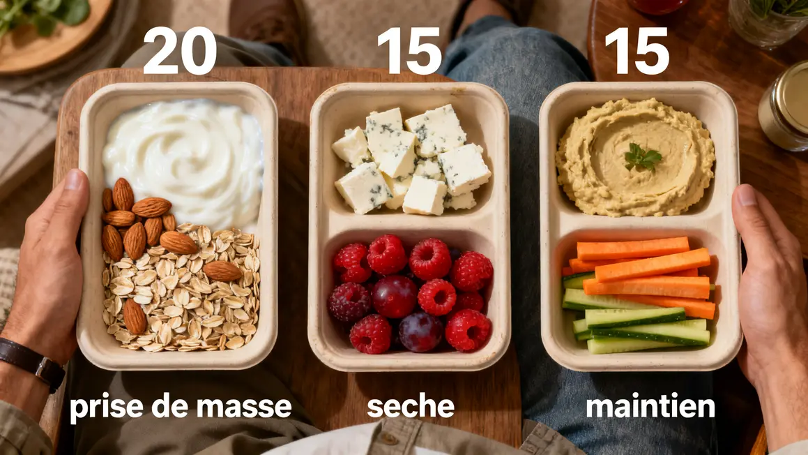 Plateaux collation protéinée visuel prise masse sèche maintien