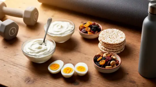 Table snacks collation protéinée fromage blanc yaourt grec oeuf dur