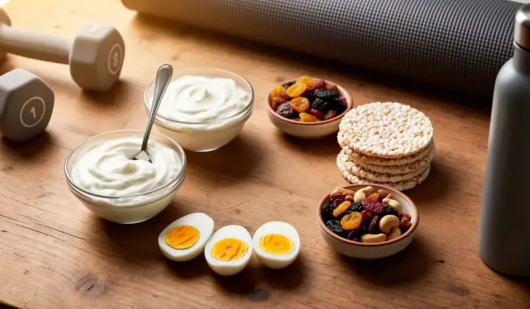 Table snacks collation protéinée fromage blanc yaourt grec oeuf dur