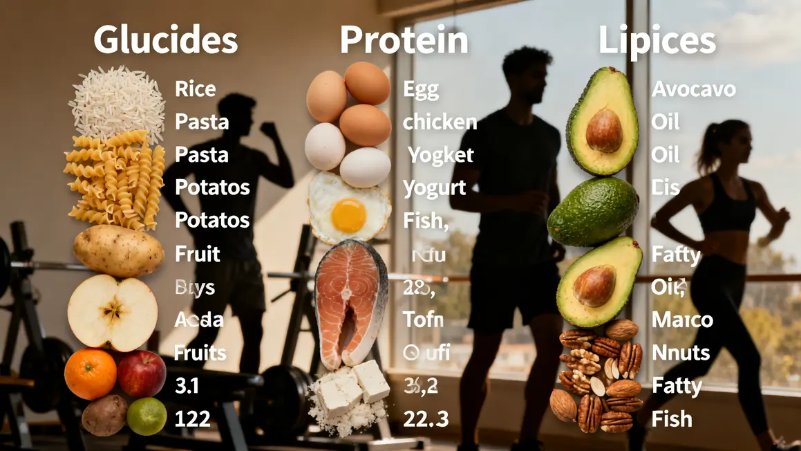 Tableau visuel glucides protéines lipides nutrition sportive