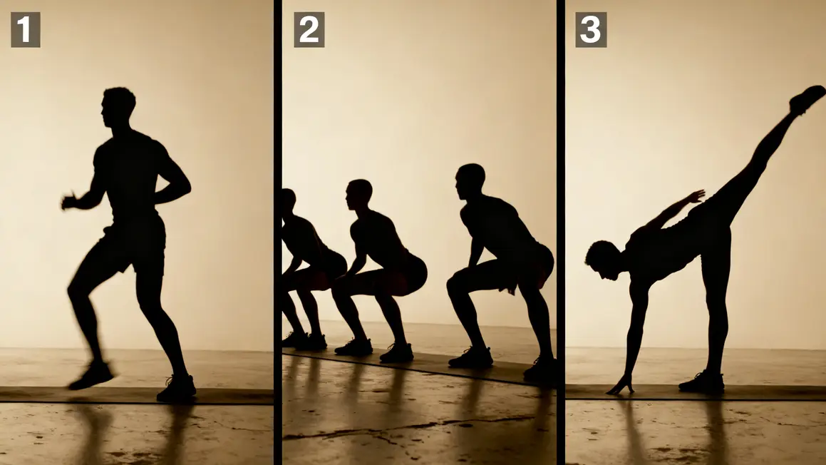 mini-scènes cardio HIIT étapes échauffement squats étirement