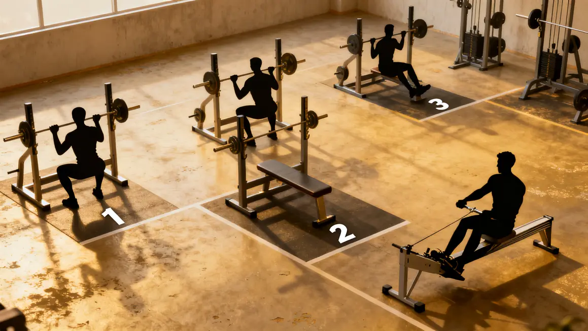 Vue salle musculation circuit full body debutant simple