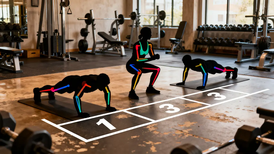 full body debutant séance pompes squats gainage