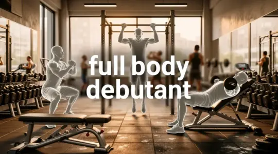 full body debutant musculation salle moderne squat tractions developpe couche