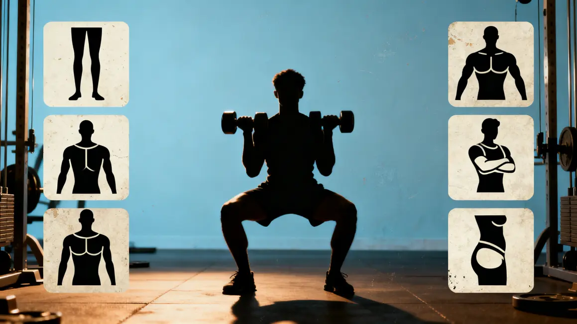 full body debutant squat haltères groupes musculaires