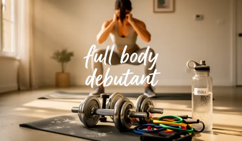 full body debutant musculation budget tapis haltères elastiques