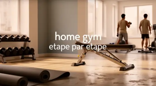 home gym moderne avec banc haltères tapis
