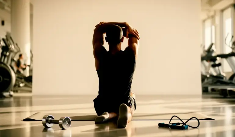 personnage etirements mobilite articulaire salle sport