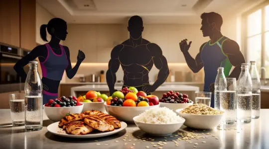 silhouettes sportifs et aliments universels en nutrition sportive