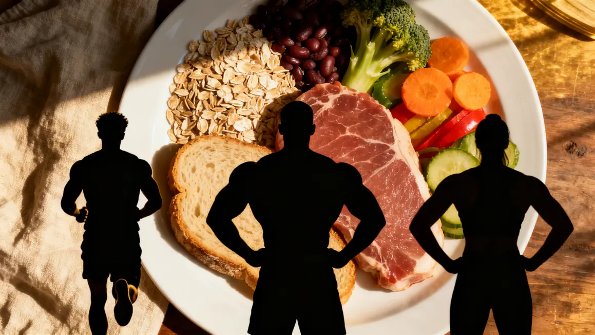 silhouettes sportifs assiettes glucides proteines micronutriments