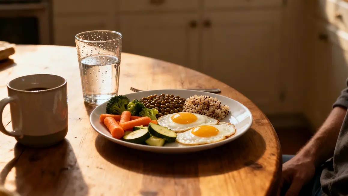 Assiette legumes oeufs perte de ventre budget