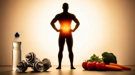 Silhouette debout ventre et objets sport santé perte de ventre