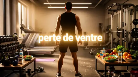 Perte de ventre femme sportive salle aliments sains