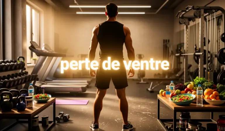 Perte de ventre femme sportive salle aliments sains