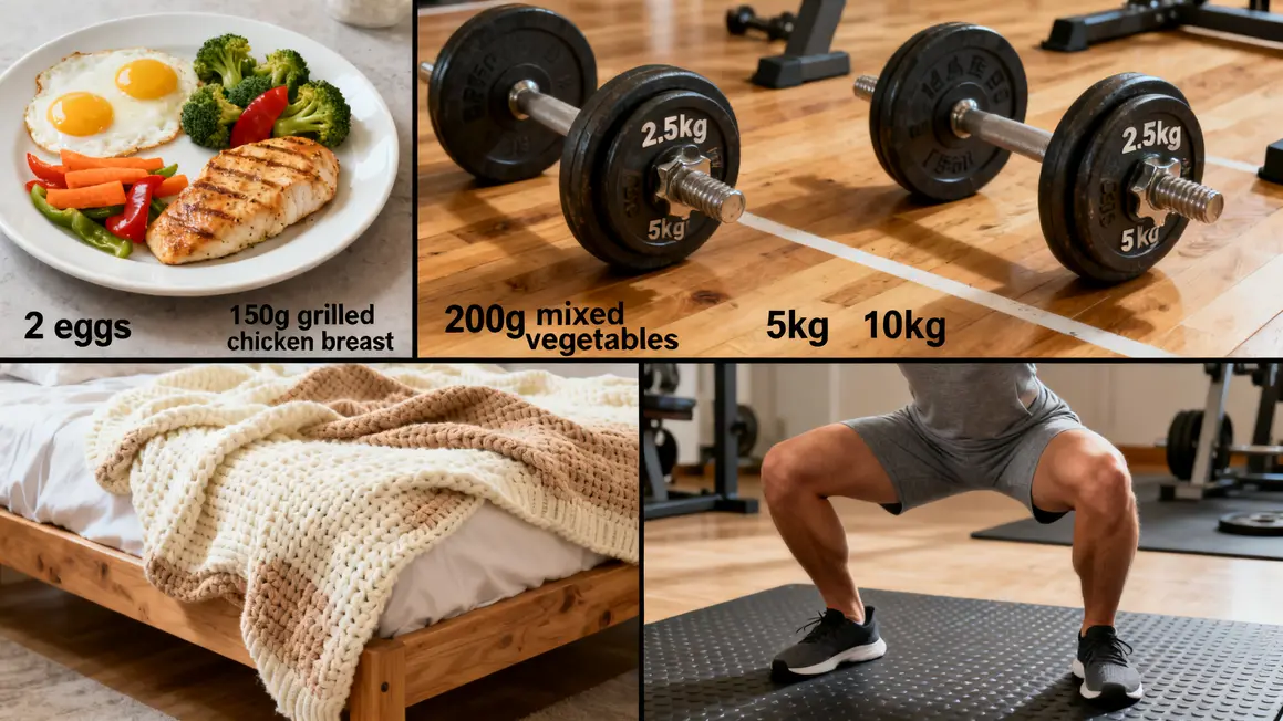 Assiette proteique et haltères prise de muscle petit budget