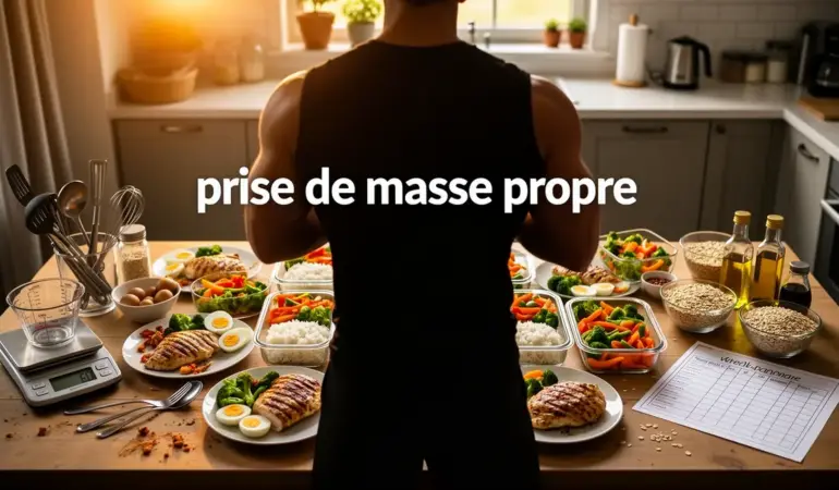 prise de masse propre repas équilibrés table balance planning