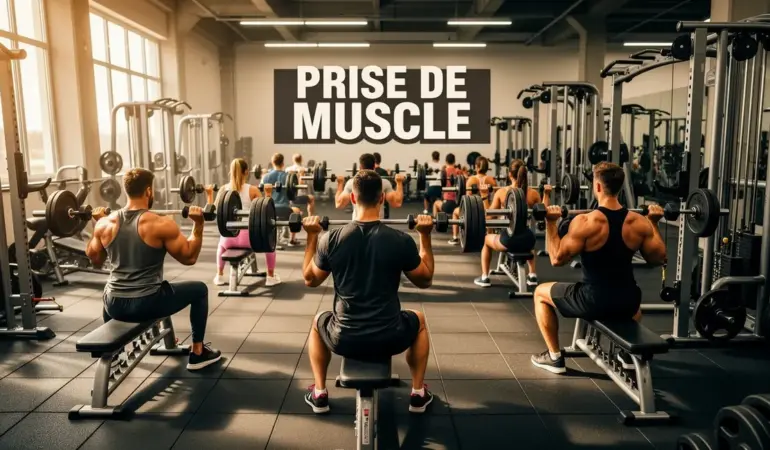 prise de muscle sportifs haltères salle dynamique