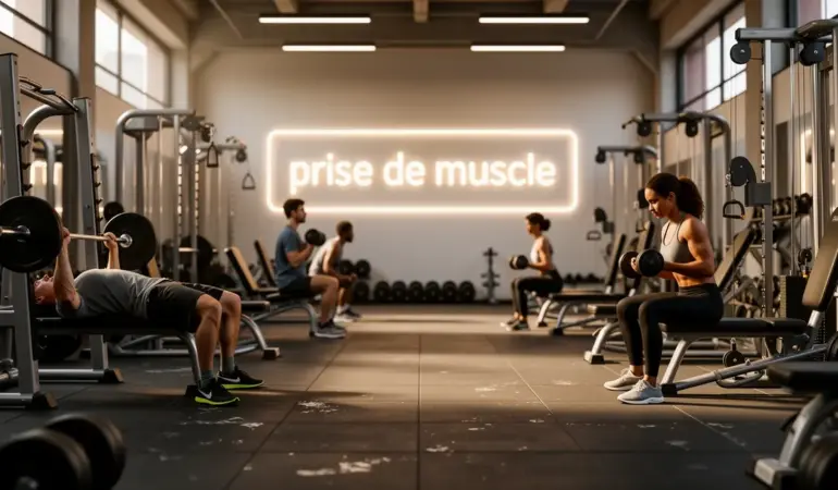 Salle de musculation moderne prise de muscle silhouettes entraînement
