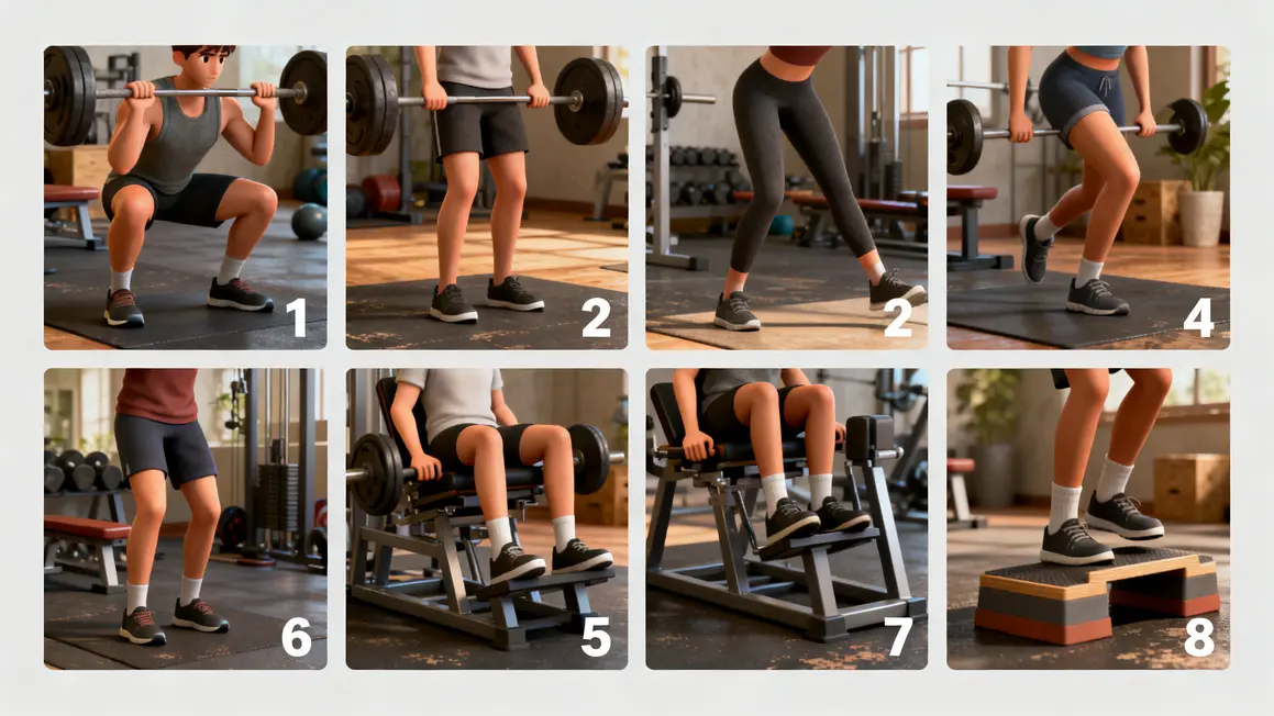 exercices jambes 2026 programme squats presses fentes mollets