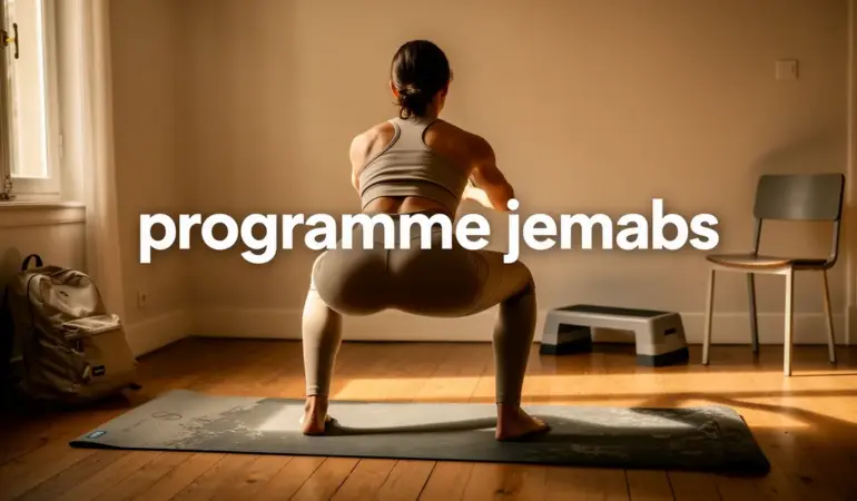 programme jambes squat sur tapis avec accessoires