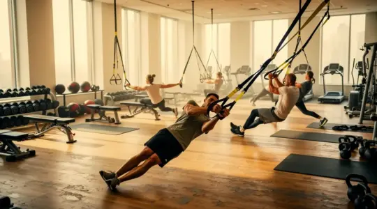 image programme TRX en salle de sport dynamique