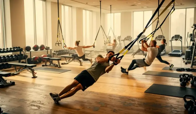 image programme TRX en salle de sport dynamique