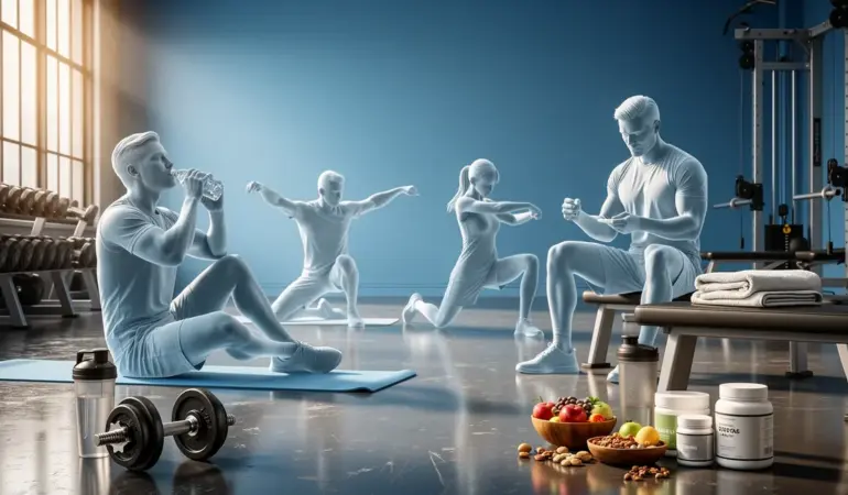 recuperation musculaire etape par etape silhouettes hydratation nutrition etirements