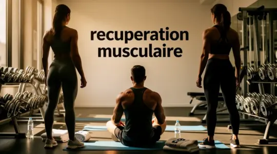 recuperation musculaire silhouettes salle de sport et haltères
