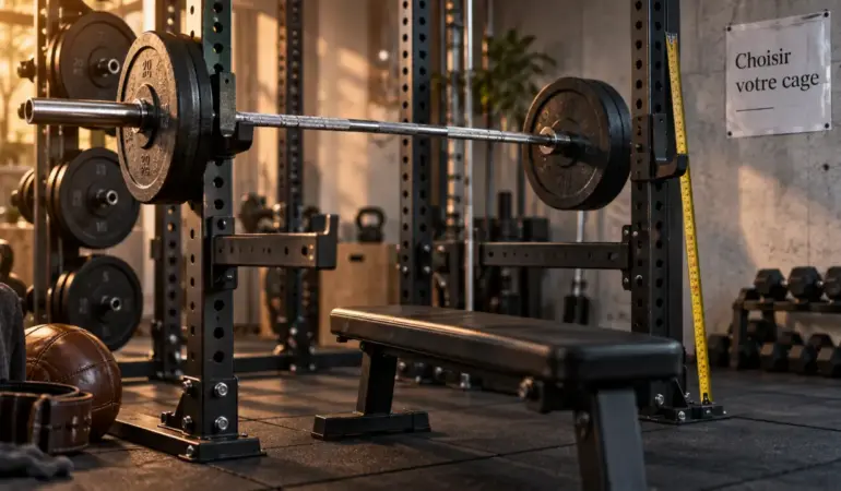 Cage musculation avec sécurités réglables